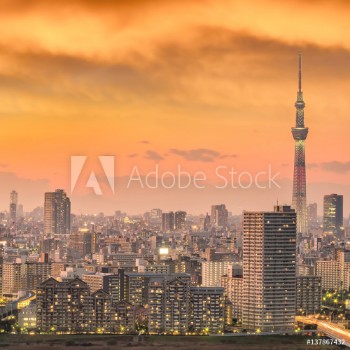 Picture of Tokyo city skyline at sunset
